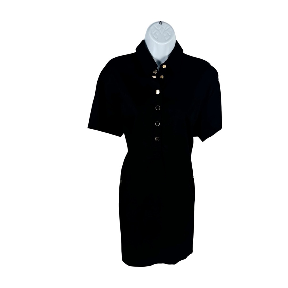 Pomander Place NEW Black Oakley Short Sleeve Relaxed Fit Mini Dress Size XS - Picture 4 of 12